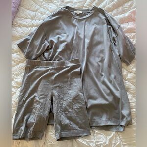 Dressed in LALA stone gray bike short set
